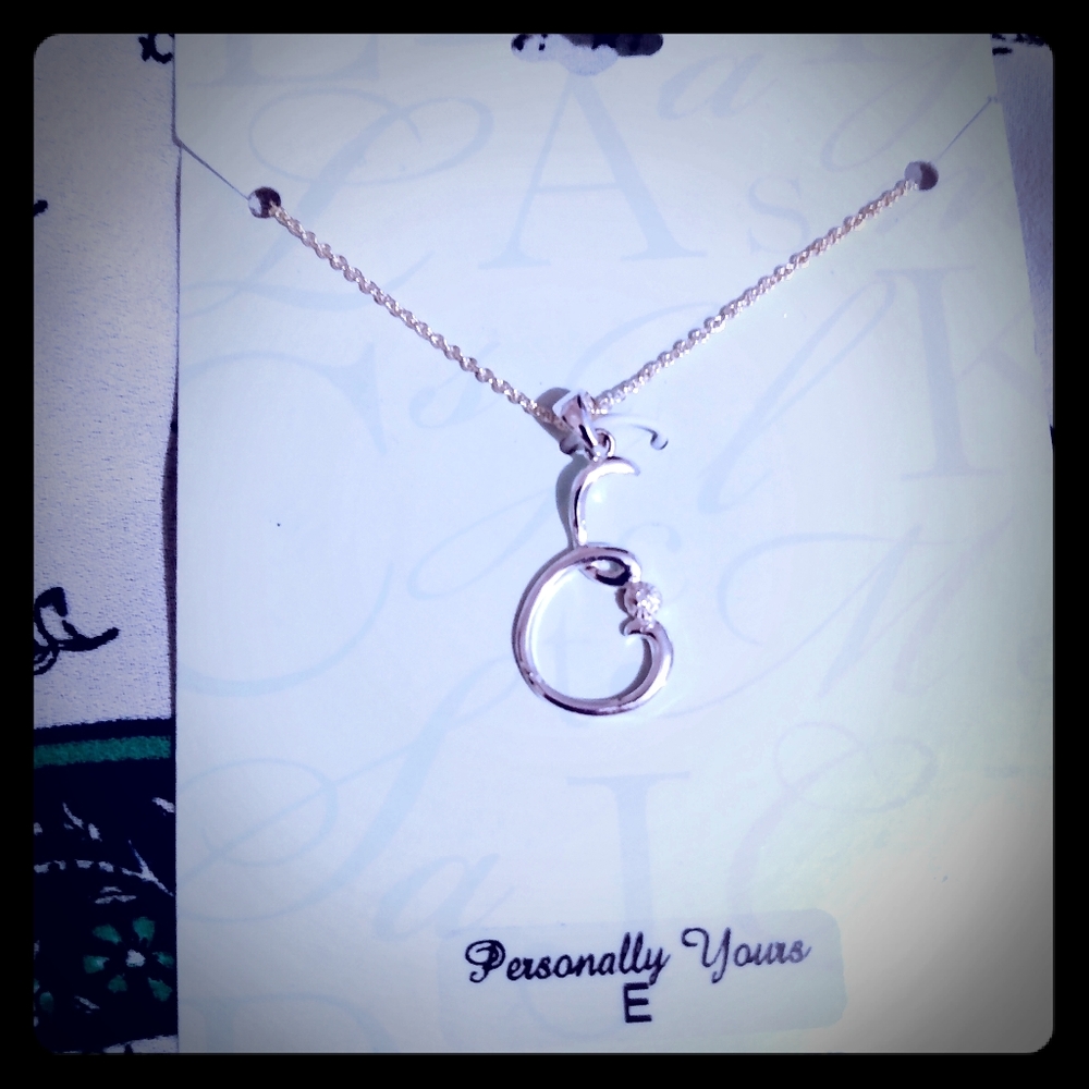 Silver necklace the letter E